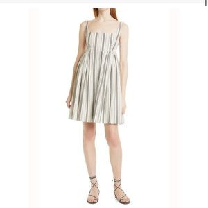 Rebecca Taylor Grey Striped Dress Empire Waist NEW Size 8 Full Skirt